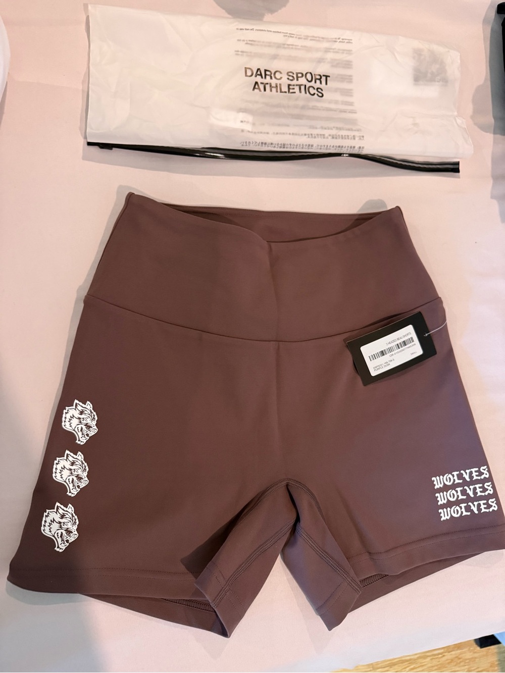 Darc Sport Women's Brown Bike Shorts with White Wolf Graphics